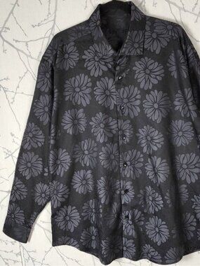 Bertigo Black Dark Floral Print Cotton Button Front Shirt